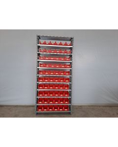 Kistenregal Fachbodenregal, gebraucht | SSI Schäfer R 3000 | Sichtlagerkisten LF 221 | Gesamthöhe: 2.280 mm | Gesamttiefe: 300 mm | Regallänge: Auswählbar 