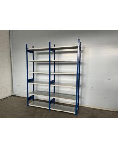 Fachbodenregal Magazinregal, gebraucht | META CLIP | Gesamthöhe: 2.490 mm | Gesamttiefe: 435 mm | Schottstege | Regallänge: 2,15 lfm.