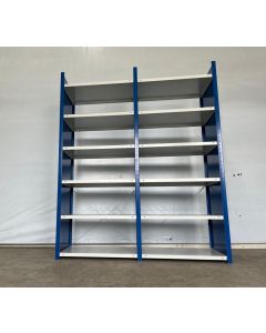Fachbodenregal Magazinregal, gebraucht | META CLIP | Gesamthöhe: 2.490 mm | Gesamttiefe: 635 mm | Vollwand | Regallänge: 2,15 lfm.