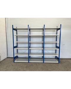 Fachbodenregal Magazinregal, gebraucht | META CLIP | Gesamthöhe: 2.490 mm | Gesamttiefe: 635 mm | Schottstege | Regallänge: 3,20 lfm.