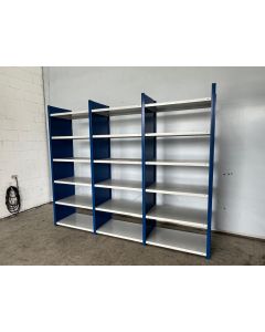 Fachbodenregal Magazinregal, gebraucht | META CLIP | Gesamthöhe: 2.490 mm | Gesamttiefe: 635 mm | Vollwand | Regallänge: 3,20 lfm.