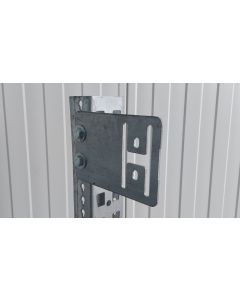 Halter f. Durchschubsicherung Agraffenwinkel Konsole, gebraucht (Laschen nicht vorbereitet) | Meta Multipal S | Abmessung: 180 x 125 mm | Passend f&uuml;r Kastenprofil: 85 x 50 mm | Abstand: 70 mm