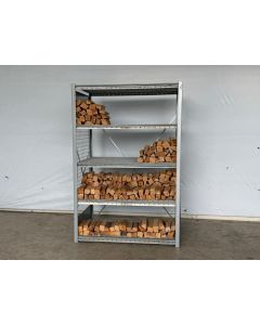 Brennholzregal Fachbodenregal Magazinregal, gebraucht | Dexion HI280 | Gitterrostboden | Gesamthöhe: 2.400 mm | Gesamttiefe: 800 mm | Regallänge: 1,38 lfm.