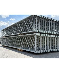 Palettenregalständer Regalständer gebraucht | Stow Pal Rack NS | PLFB 16 | Rahmenprofil: 100 x 65 x 2,5 mm | Ständerhöhe: 8.500 mm | Ständertiefe: 1.100 mm | grau