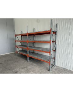 Palettenregalanlage Palettenregal, gebraucht | META (Thyssen) | Regalst&auml;nder: 2.700 x 800 mm | Lichte Weite: 1.800 mm | Stahlpaneele | Regall&auml;nge: 3,86 lfm.