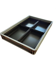 EG 64/75 mit Einsatzkästen | Stapelkiste Lagerkiste Kleinteilekiste 600x400x75 mm