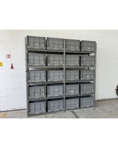 Kistenregal Fachbodenregal Kommissionierregal, gebraucht | Dexion HI280 | Klappkiste 20 Stck. | Gesamthöhe: 2.600 mm | Gesamttiefe: 500 mm | Regallänge: 2,65 lfm.