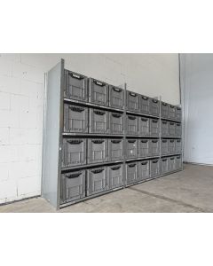 Kistenregal Fachbodenregal Kommissionierregal, gebraucht | Dexion HI280 | Klappkiste 36 Stck. | Gesamthöhe: 2.000 mm | Gesamttiefe: 610 mm | Regallänge: 3,96 lfm.