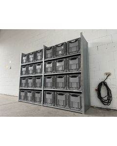 Kistenregal Fachbodenregal Kommissionierregal, gebraucht | Dexion HI280 | Klappkiste 24 Stck. | Gesamthöhe: 2.000 mm | Gesamttiefe: 610 mm | Regallänge: 2,65 lfm.