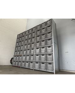  Kistenregal Fachbodenregal Magazinregal, gebraucht | Dexion HI280 | Klappkiste 63 Stck. | Gesamthöhe: 3.200 mm | Gesamttiefe: 610 mm | Regallänge: 3,89 lfm.