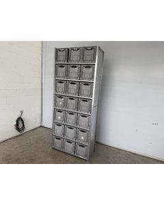 Kistenregal Fachbodenregal Magazinregal, gebraucht | Dexion HI280 | Klappkiste 21 Stck. | Gesamthöhe: 3.200 mm | Gesamttiefe: 610 mm | Regallänge: 1,33 lfm.