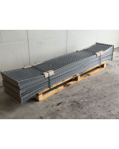 Gitter Seitenwand f&uuml;r Fachbodenregal Fachboden Magazinregal, gebraucht | SSI Sch&auml;fer R 3000 | f&uuml;r St&auml;ndertiefe: 600 mm | f&uuml;r St&auml;nderh&ouml;he: 2.490 mm | hellsilber lackiert