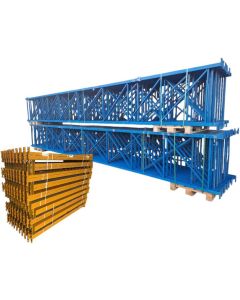Palettenregalanlage Palettenregal, gebraucht | Jung Heinrich Delta | Regalständer: 8.200 x 1.050 mm | lichte Weite: 2.700 mm | blau & gelb | Regallänge: 19,54 lfm.
