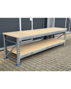 Werkbank Arbeitstisch, gebraucht | Dexion S4 | Werkbankbreite: 3.160mm | Werkbankh&ouml;he: 938 mm | Werkbanktiefe: w&auml;hlbar