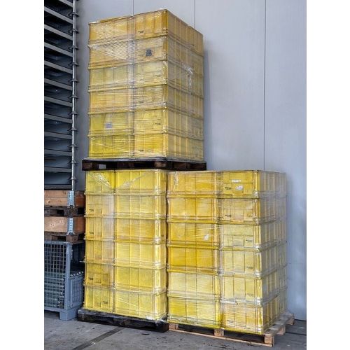 Stapelkasten Stapelkiste Kunststoffkiste, gebraucht | SSI Schäfer Serie 14/6-1 | Außenmaß: 650 x 468 x 300 mm (LxBxH) | Farbe: gelb