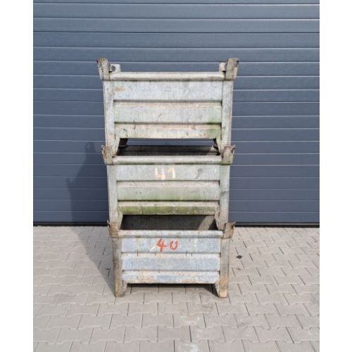 3 x Stapelbehälter Transportbehälter, Thyssen, gebraucht  / 850 x 560 x 580 mm (BxTxH) / feuerverzinkt / stapelbar