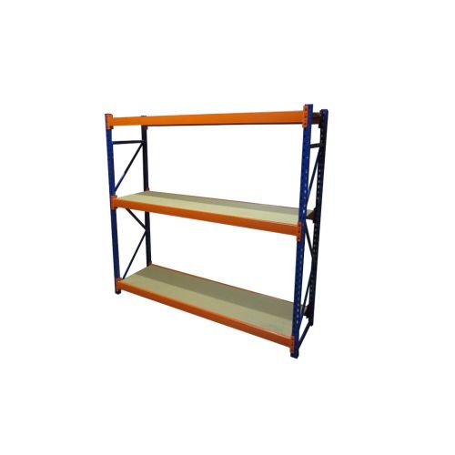 Weitspannregal LPR | Regaltiefe: 600 mm | 3 Ebenen mit Spanplatten II. Wahl 