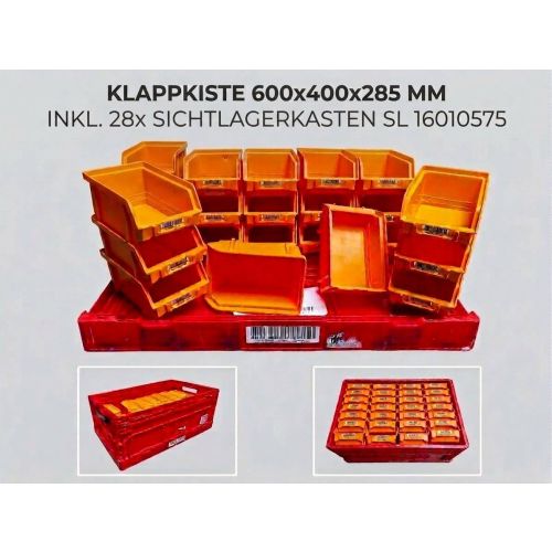 Klappkiste 600x400x285 mm inkl. 28x SL 160x105x75 mm gebraucht Set