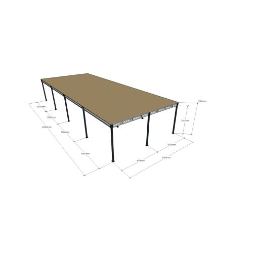 Lagerbühne neu, 8,00 x 20,00 m, Tragkraft 500 kg / m²