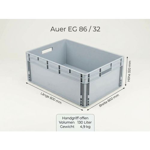 Stapelkiste Auer EG 86/32 Maße: 800 x 600 x 320 mm in Silbergrau 
