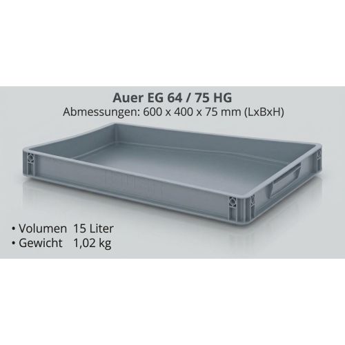 Stapelkisten Auer EG 64/75 HG Maße: 600 x 400 x 75 mm in Silbergrau