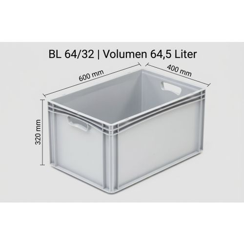Stapelkiste Lagerkiste BekuPlast Maße: 600 x 400 x 320 mm in grau
