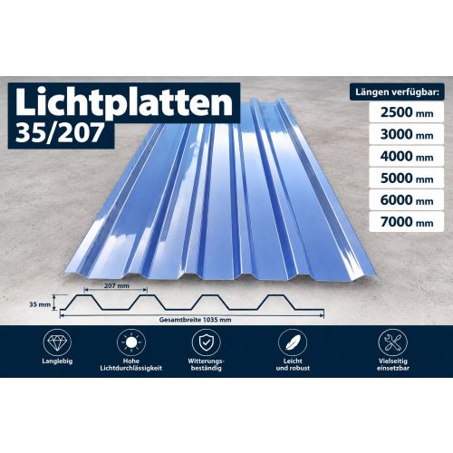 Lichtplatte 35/207 Lichtplatten Trapezblech Lichtelemente (21,25&euro;/QM)