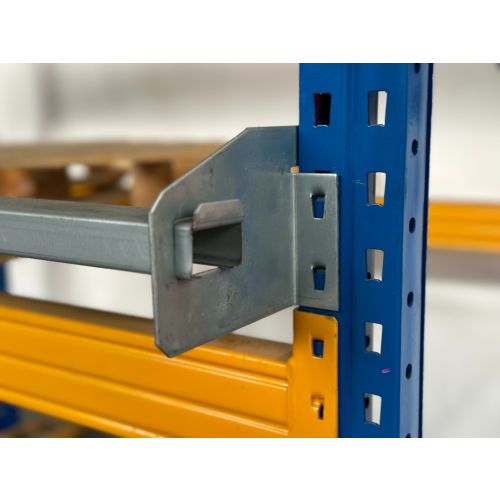 Agraffenwinkel / Konsolen f. Durchschubsicherung Palettenregal, neu / passend für Jung Heinrich Esmena / Überstand: auswählbar / Sets: auswählbar  
