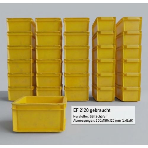 Stapelkiste Kunststoffkiste Eurobox, gebraucht  | SSI Schäfer EF 2120 |  Außenmaß: 200 x 150x 120 mm (LxBxH) | Farbe: gelb | Stückzahl: auswählbar