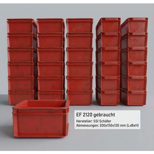 Stapelkiste Kunststoffkiste Eurobox, gebraucht  | SSI Schäfer EF 2120 |  Außenmaß: 200 x 150x 120 mm (LxBxH) | Farbe: rot | Stückzahl: auswählbar