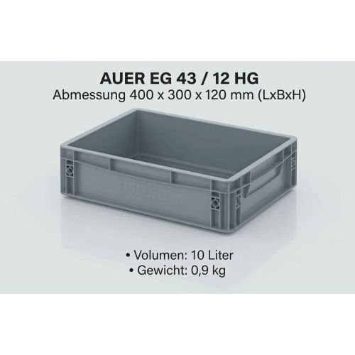 Stapelkiste Auer EG 43/12 HG Maße: 400 x 300 x 120 mm in Silbergrau