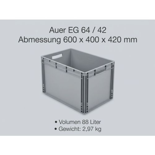 Stapelkiste Auer EG 64/42, neu, 400x600x420mm in Silbergrau