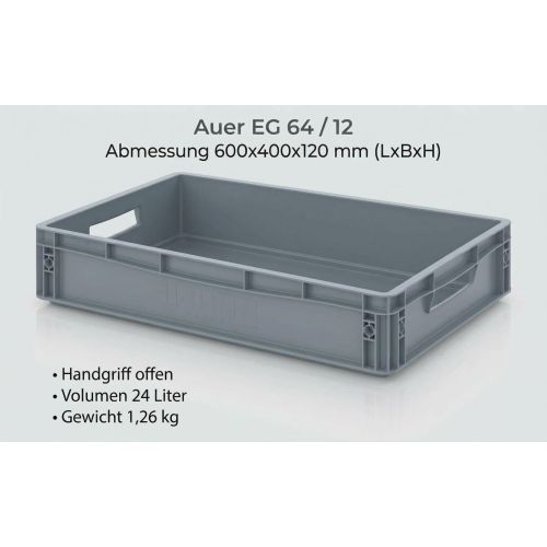 Stapelkiste Auer EG 64/12 Maße: 600 x 400 x 120 mm in Silbergrau