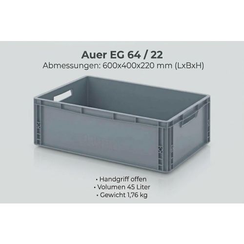 Stapelkiste Auer EG 64/22 Maße: 600 x 400 x 220 mm in Silbergrau