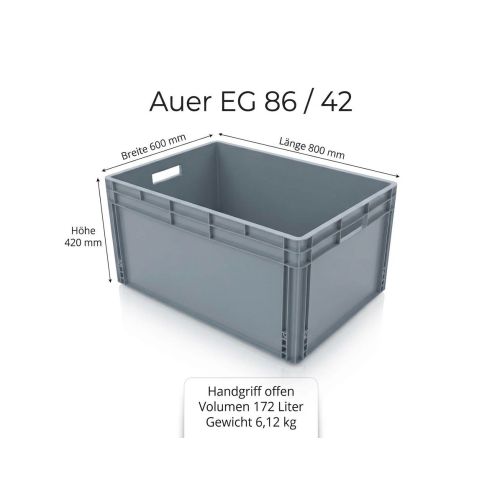Stapelkiste Auer EG 86/42 Maße: 800 x 600 x 420 mm in Silbergrau