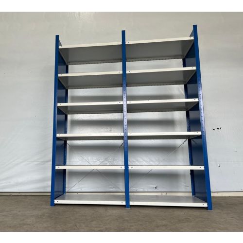 Fachbodenregal Magazinregal, gebraucht | META CLIP | Gesamthöhe: 2.490 mm | Gesamttiefe: 635 mm | Vollwand | Regallänge: 2,15 lfm.