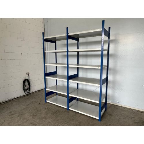 Fachbodenregal Magazinregal, gebraucht | META CLIP | Gesamthöhe: 2.490 mm | Gesamttiefe: 635 mm | Schottstege | Regallänge: 2,15 lfm.
