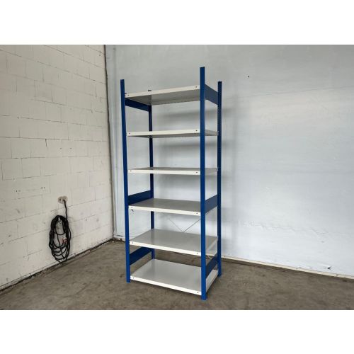 Fachbodenregal Magazinregal, gebraucht | META CLIP | Gesamthöhe: 2.490 mm | Gesamttiefe: 435 mm | Schottstege | Regallänge: 1,10 lfm.