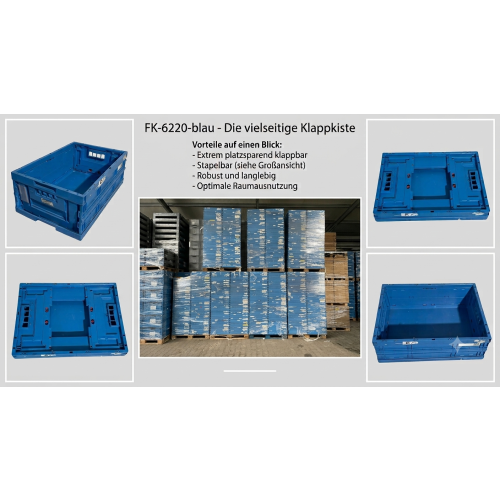 Faltkiste Klappkiste Klappbox, gebraucht / SSI Schäfer FK 6220 / Maße: 600x400x220mm (LxBxH) / blau