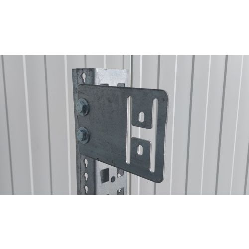 Halter f. Durchschubsicherung Agraffenwinkel Konsole, gebraucht (Laschen nicht vorbereitet) | Meta Multipal S | Abmessung: 180 x 125 mm | Passend für Kastenprofil: 85 x 50 mm | Abstand: 70 mm