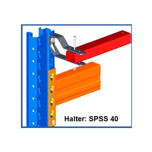 2x Halter f. Durchschubsicherung Palettenregal / Stow Pal Rack NS / verzinkt