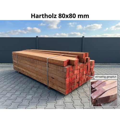 (14,49 €/lfm) 80x80 mm Bongossi Pfähle Hartholz Pfosten Kantholz