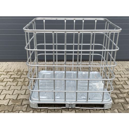 IBC Gitterbox, gebraucht | 1.200 x 1.000 x 1.150 mm (LxBxH) | Metall verzinkt | stapelbar | Brennholzbox 