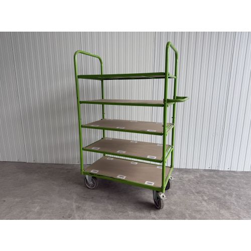 Etagenwagen Rollwagen mit Holzböden, gebraucht | TrutzHolm | 5 Etagen | Gesamthöhe: 1.805 mm | Gesamtbreite: 1.270 mm | Gesamttiefe: 615 mm 