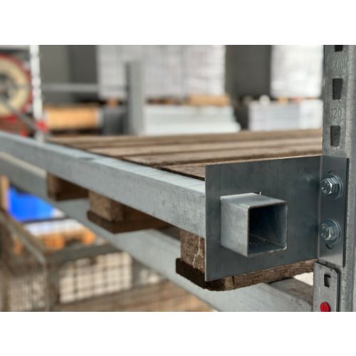 Durchschubsicherung für Palettenregale, neu | Profilabm.: 50 x 50 x 2 mm | feuerverzinkt | lichte Weite: frei wählbar 