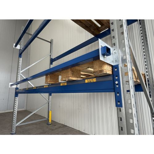 Durchschubsicherung f&uuml;r Palettenregale, neu | Profilabm.: 50 x 40 x 2 mm | RAL5010 Enzianblau | Lichte Weite: frei w&auml;hlbar