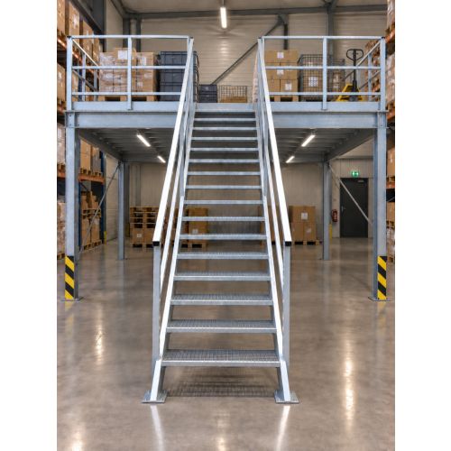 Stahltreppe verzinkt, Neu 2,50m | 38°
