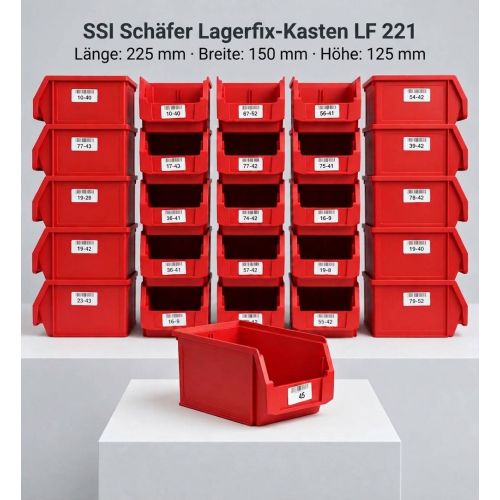Sichtlagerkiste SSI Schäfer LF 221 Maße: 225 x 150 x 125 mm - Rot, gebraucht