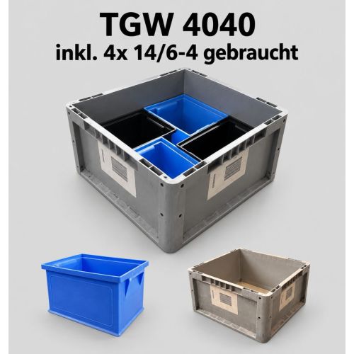 TGW 4040 inkl. 4 St&uuml;ck 14/6-4 gebraucht Stapelkiste Transportkiste Lagerbox