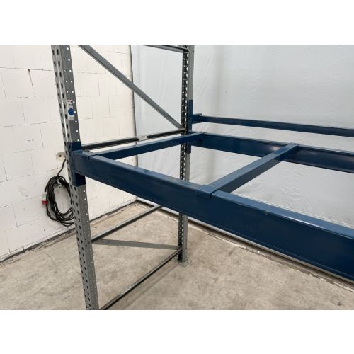 Tiefenauflage Tiefensteg Tiefenstege f. Palettenregal, gebraucht | f. Regaltiefe 1.100 mm | lichte Stützweite: 999 mm | K 50 x 50 x 4 mm | blau